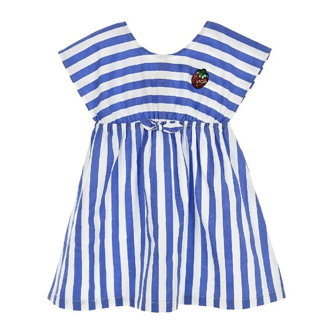 Naf Naf Girls Blue & White Stripe Summer Dress