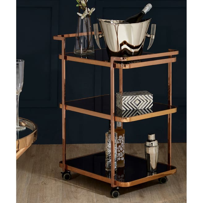 Fifty Five South Alvaro Drinks Trolley, Rose Gold Frame