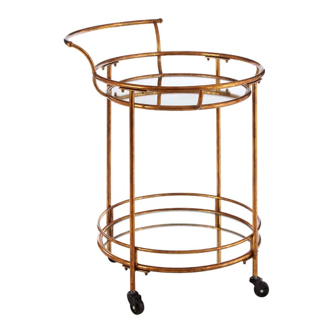 Fifty Five South Hadley Serving Trolley, Gold Finish, 2 Tier