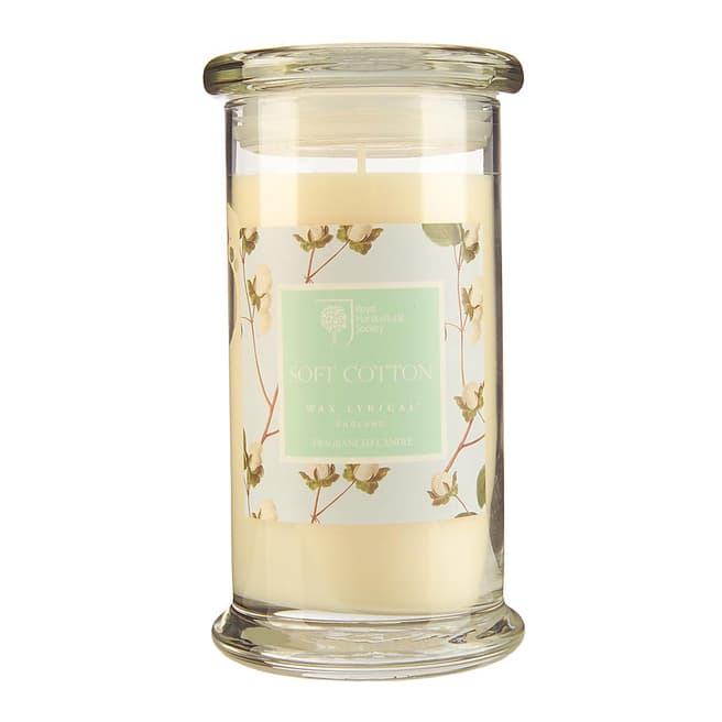 Wax Lyrical Glass Candle Jar, Soft Cotton, RHS Fragrant Garden