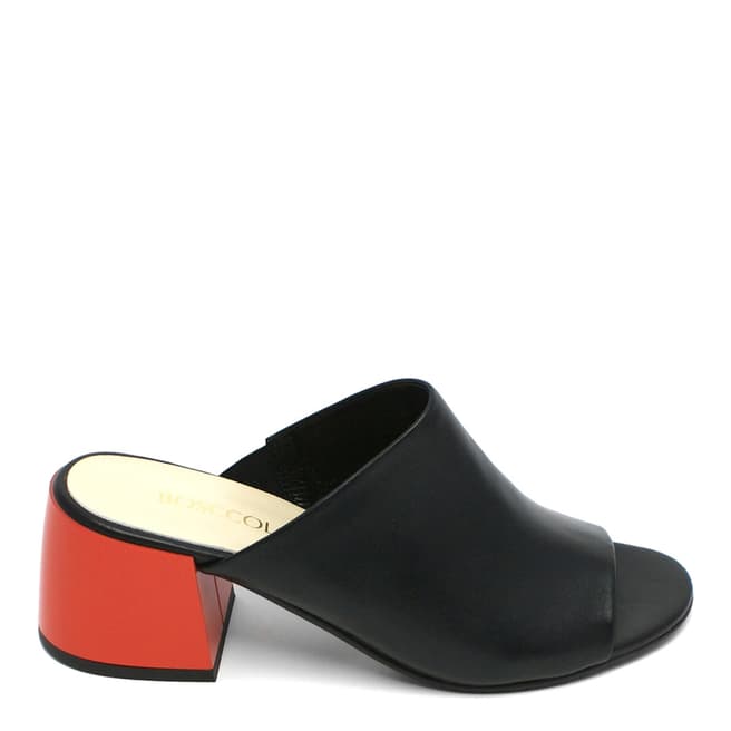 Bosccolo Black & Red Leather Block Heel Sandals 