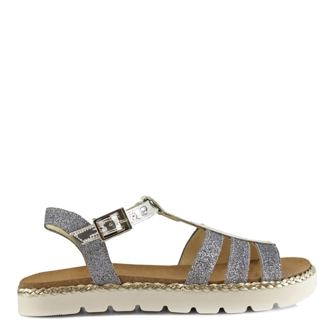Bosccolo Silver Glitter Orion Strappy Metallic  Sandals  
