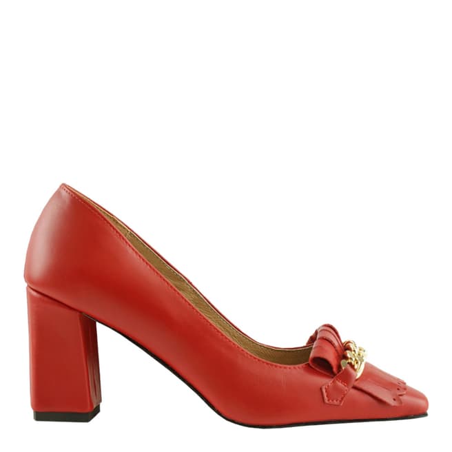 Bosccolo Red Leather Chain Detail Pumps 