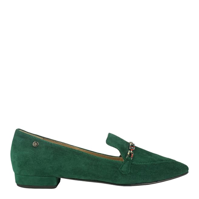 Bosccolo Green Suede Jewelled Moccasins