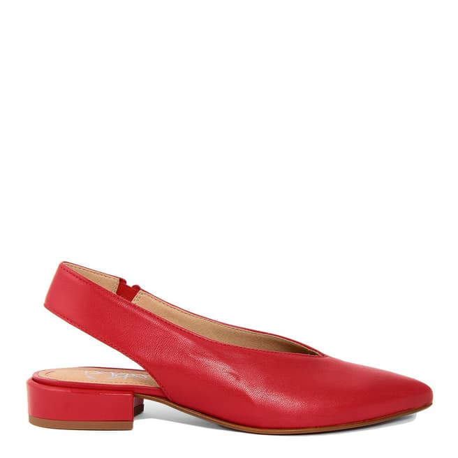 Gusto Red Leather Slingback Shoes 