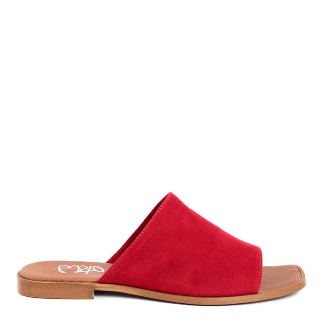 Gusto Red Suede Flat Sandals