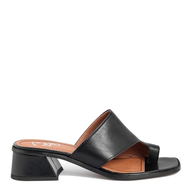Gusto Black Leather Tantra Heeled Sandals