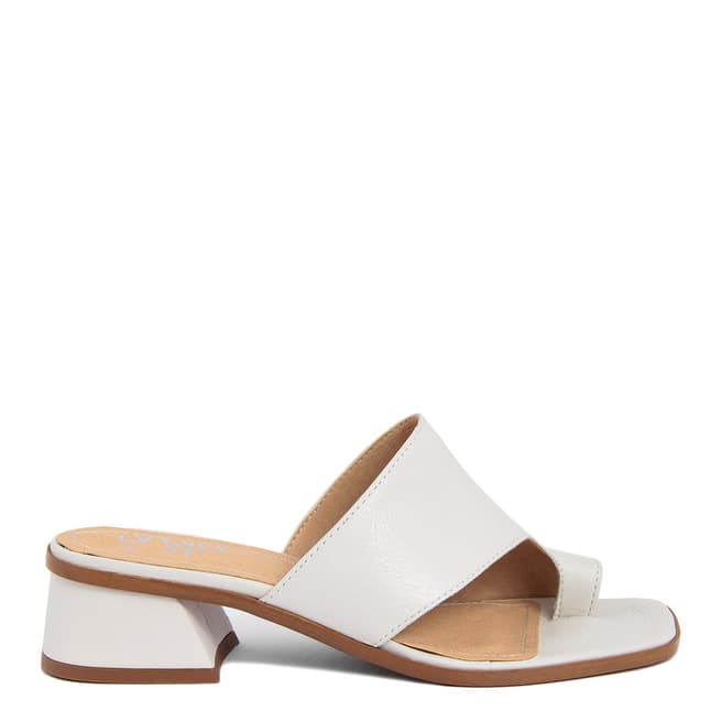 Gusto White Leather Tantra Heeled Sandals