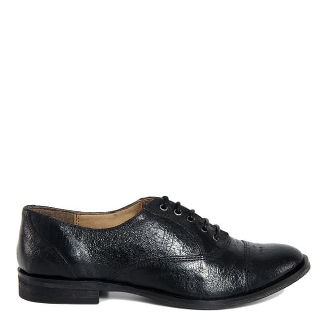 Gusto Black Leather Derby Shoes