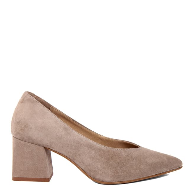 Bluetag Beige Suede Pointed Toe Heeled Shoes 