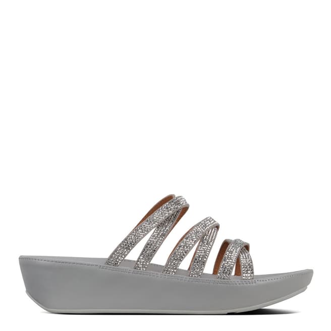 FitFlop Silver Linny Crystalled Slider Sandals 