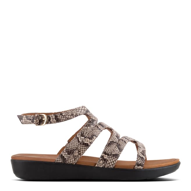FitFlop Taupe Leather Snake Effect Strata Gladiator Sandals 