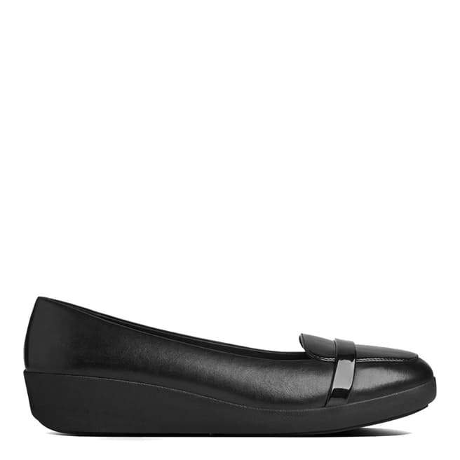 FitFlop Black Leather F-Pop Loafers 