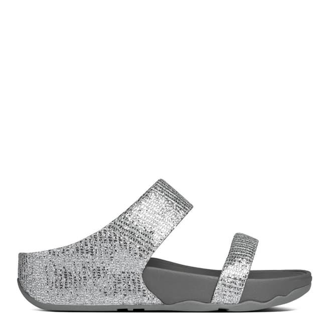 FitFlop Silver Lulu Superglitz Slide Sandals 