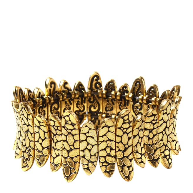 Amrita Singh Antique Gold Hammered Finish Stretch Bracelet