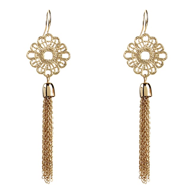 Amrita Singh Gold Tone Chain Drop Tassel Earrings
