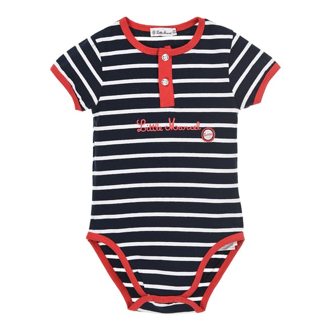 Little Marcel Baby Navy Stripe Babygrow 