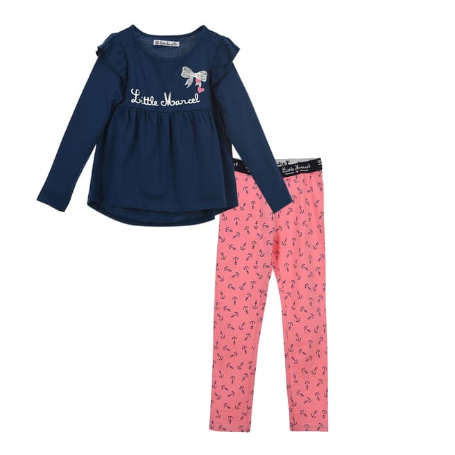 Little Marcel Kids Pink and Navy Pyjama Set