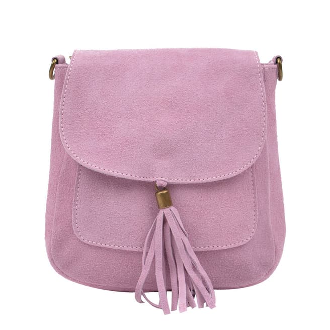 Anna Luchini Pink Suede Tassel Shoulder Bag