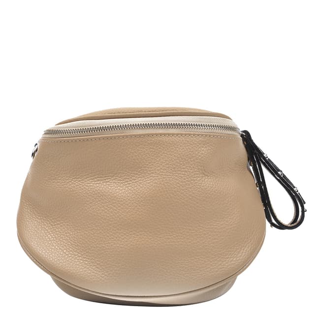 Anna Luchini Taupe Leather Shoulder Bag