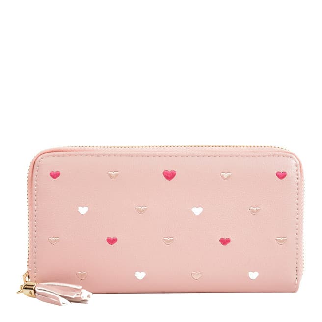 Sofia Cardoni Pink Heart Embroidery Clutch / Wallet