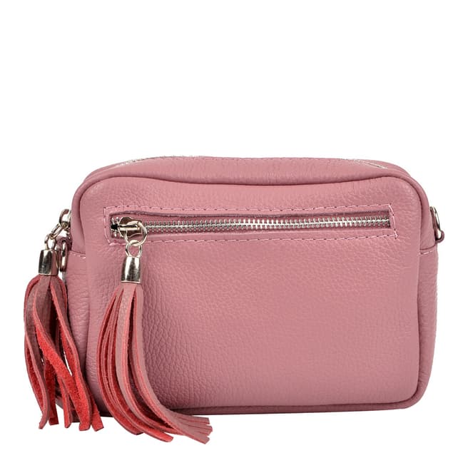 Isabella Rhea Dark Pink Leather Tassel Leather Shoulder Bag