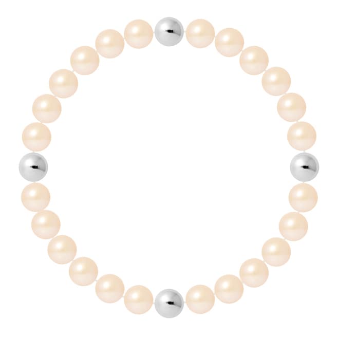 Mitzuko Pink Pearl Elasticated Bracelet With Silver Bowls