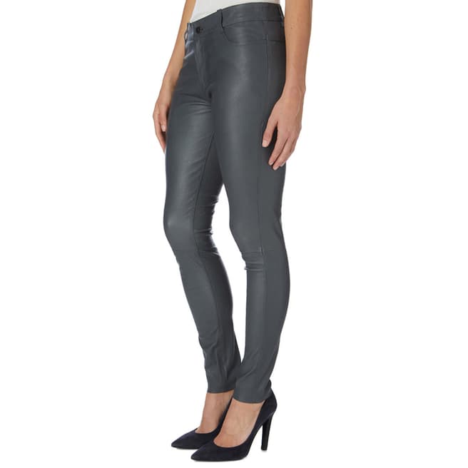 Muubaa Charcoal Bandit Leather Stretch Jeans