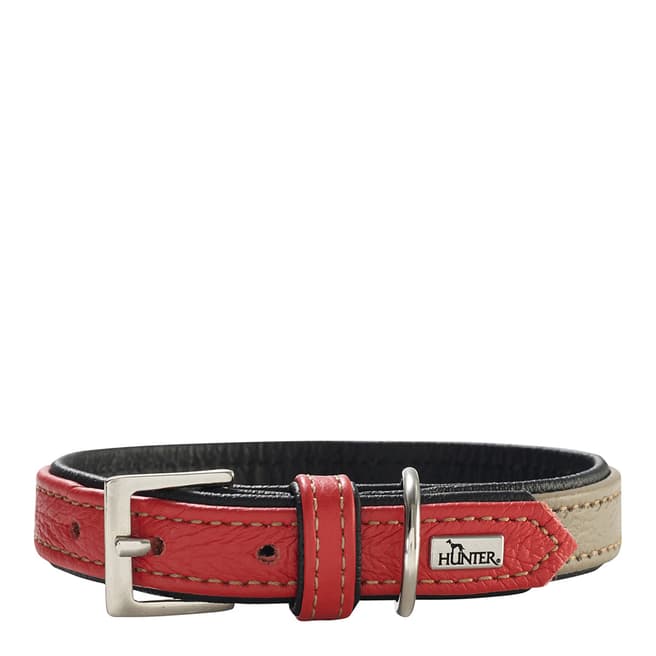 HUNTER Pet UK Red/Black Capri Duo Leather Collar 35cm