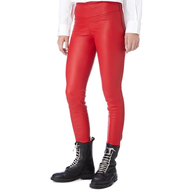 Max and Zac London Red Stretch Leather Leggings