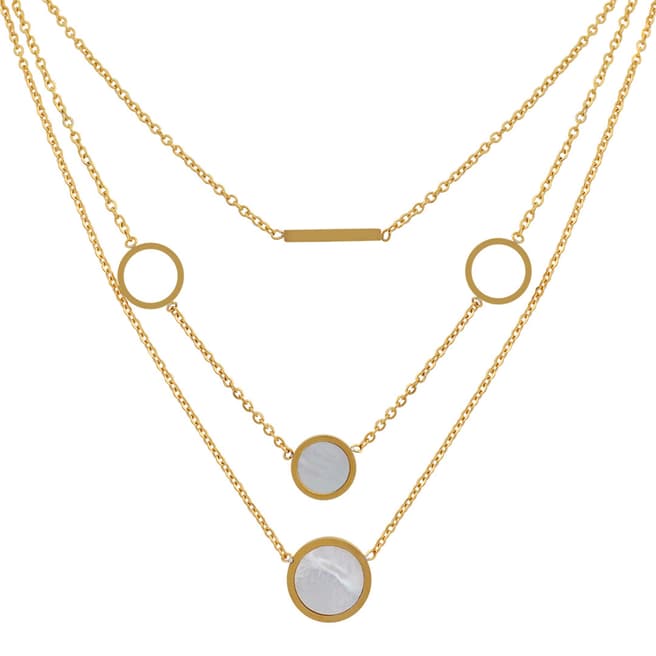 Liv Oliver 18K Gold Plated Mother Of Pearl Multi Disc Necklace