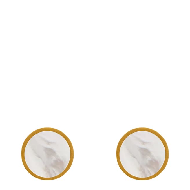 Liv Oliver Gold Mother of Pearl Disc Earrings