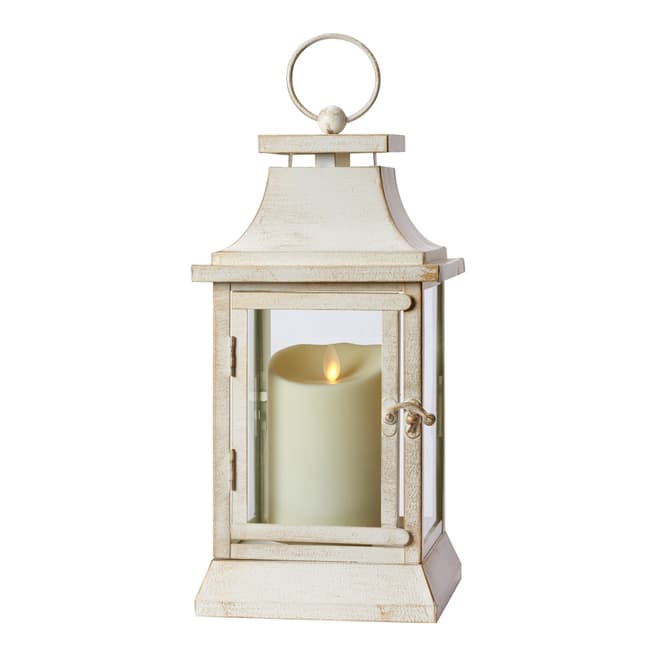 Luminara Weather Resistant Heritage Lantern White with Ivory Soft Candle 30cm