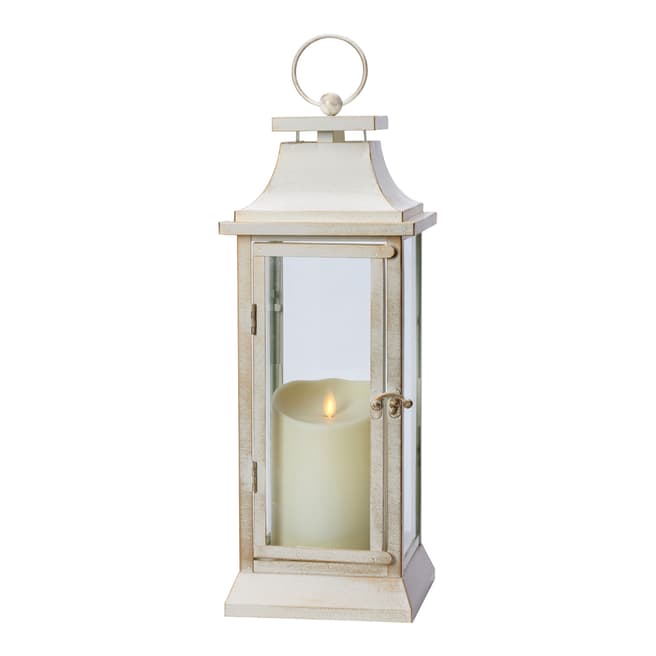 Luminara Weather Resistant Heritage Lantern White with Ivory Soft Candle 40cm