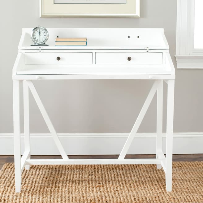 Safavieh Fulton Writing Desk With Pull Out Shelves, White