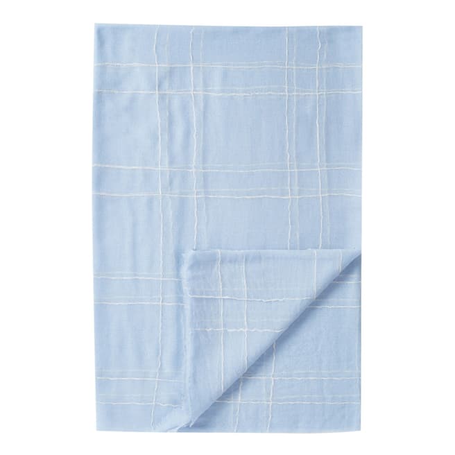 Pure Collection Pale Blue Check Ultra Soft Wool Scarf