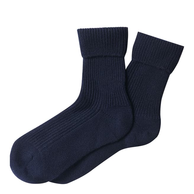 Pure Collection Navy Cashmere Bed Socks