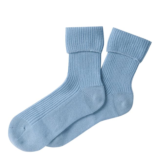 Pure Collection Antique Blue Cashmere Bed Socks