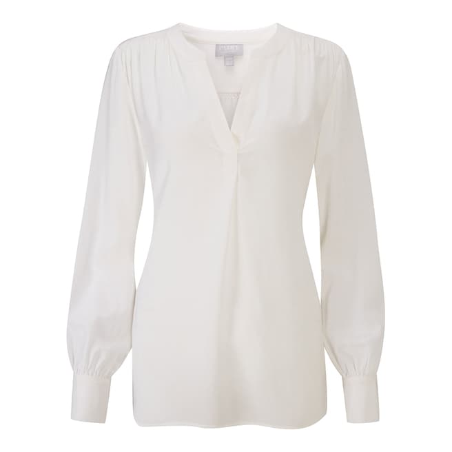 Pure Collection White V Neck Silk Blouse