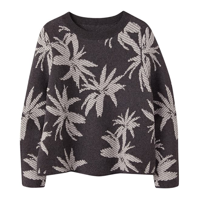 Pure Collection Charcoal Knitted Palm Jacquard Sweater