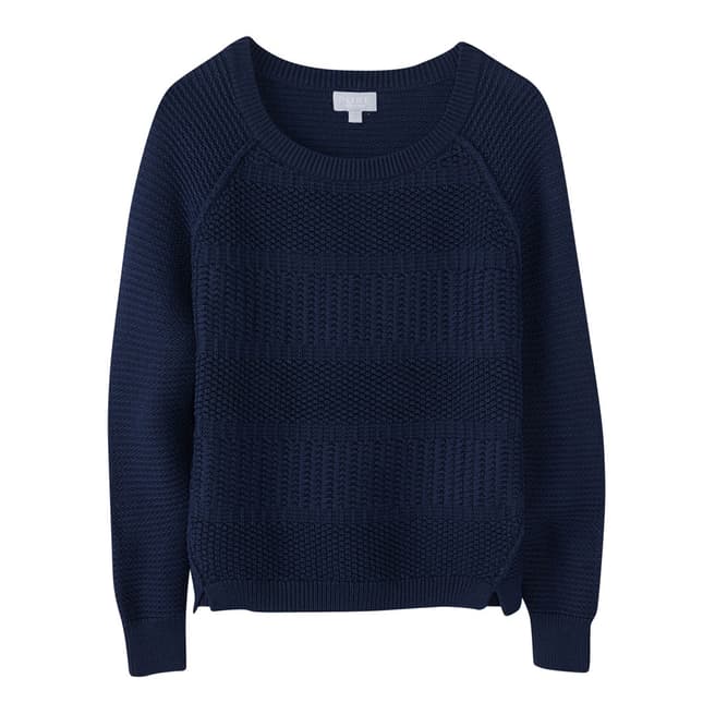 Pure Collection Navy Soft Cotton Textured Jumper
