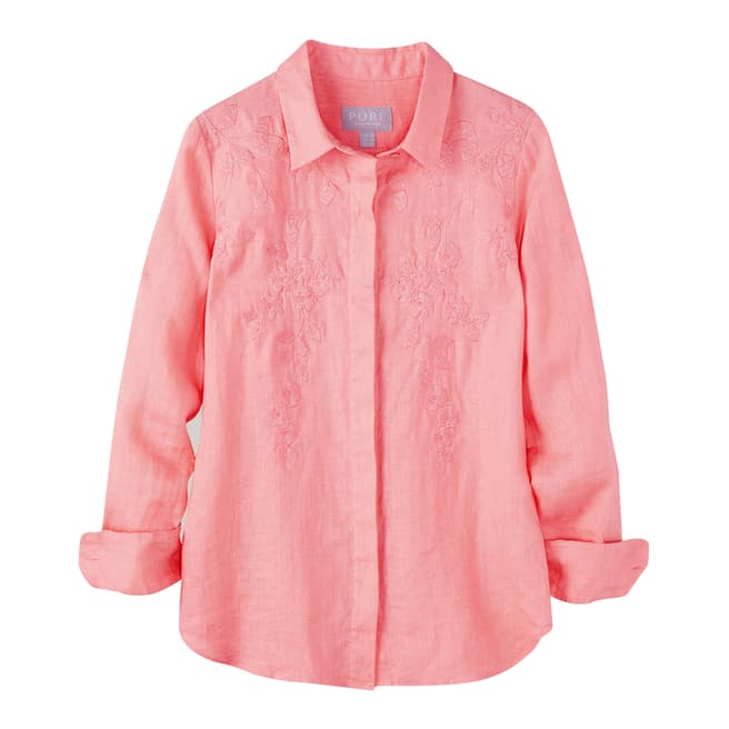 Pure Collection Shell Coral Embroidered Linen Shirt