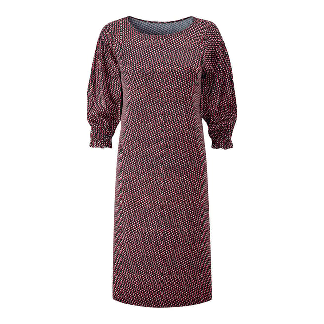 Pure Collection Burgundy Geo Tile Print Sleeve Dress
