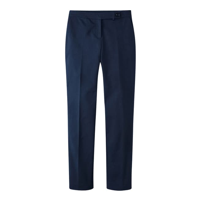 Pure Collection Navy Cotton Stretch Sateen Ankle Trousers