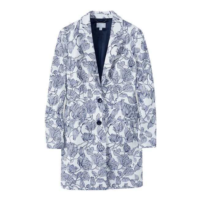 Pure Collection Blue Floral Jacquard Coat