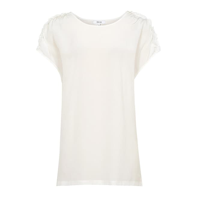 Reiss Off White Natalie Ruched Silk Top