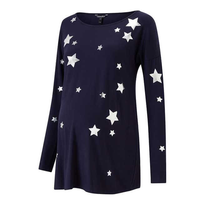 Isabella Oliver Navy with Silver Stars Rosie Maternity Print Top
