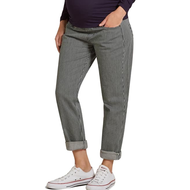 Isabella Oliver Navy and White Stripe  Maternity Stretch Trousers