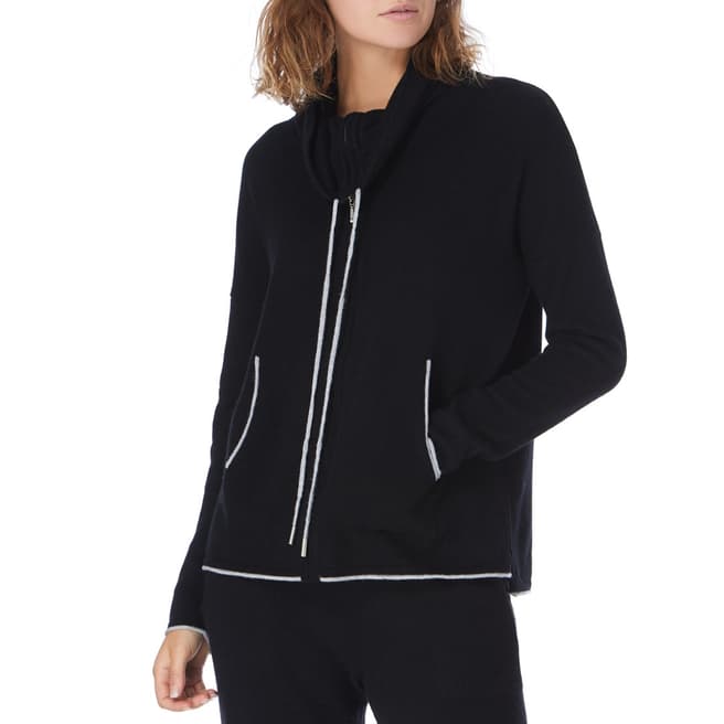Cocoa Cashmere Black Cashmere Zip Up Hoodie 