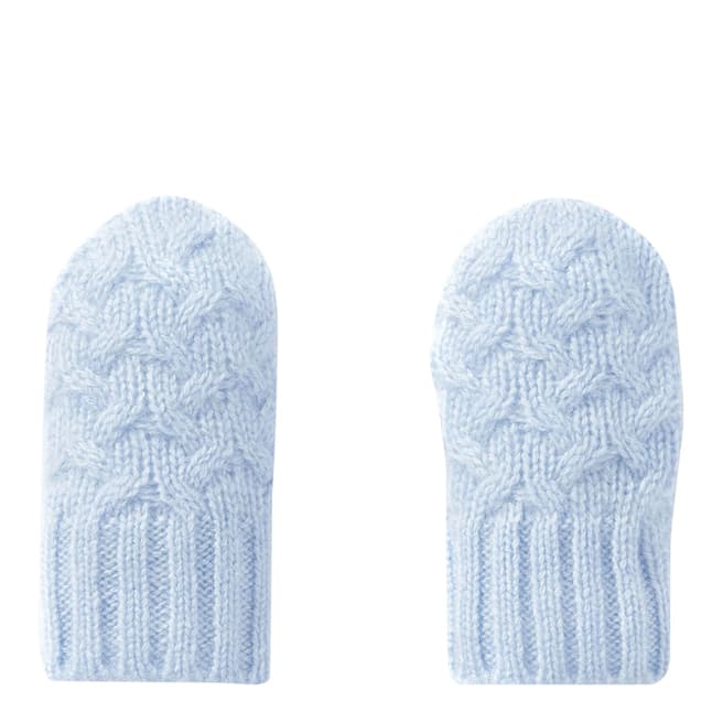 Pure Collection Blue Cashmere Baby Cable Mitt